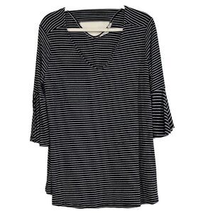 Westbound Women’s Striped Blouse Cutout in Back  Bell Sleeves XL